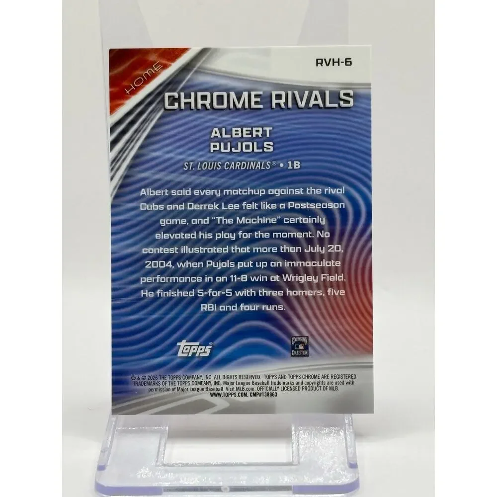2026 Topps Chrome Albert Pujols Chrome Rivals Orange Refractor 6/25 SP Cardinals